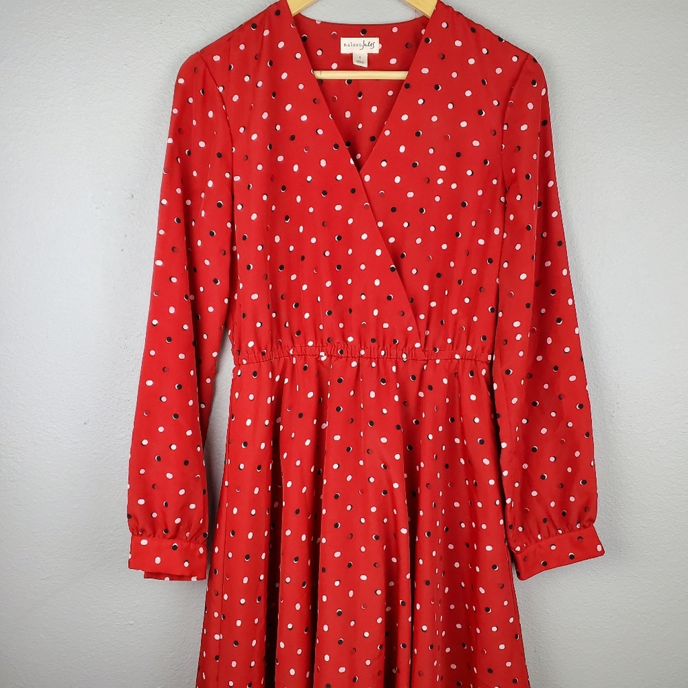 Maison Jules polka dot red long sleeve dress